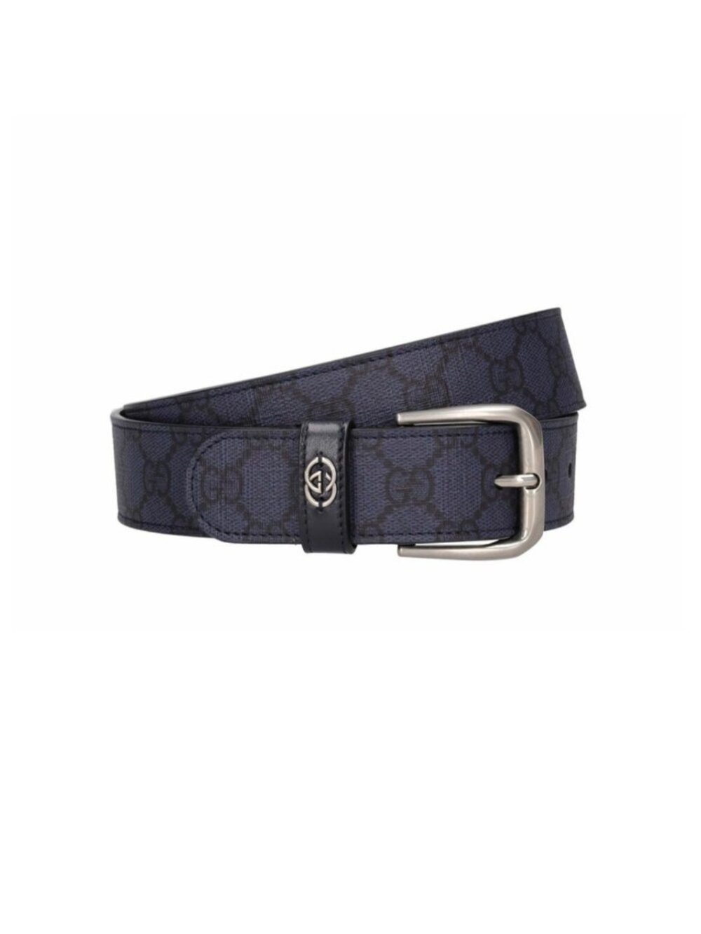 Gucci Men’s Interlocking G Supreme Calfskin W35mm Belt Dark Blue 120cm 673921